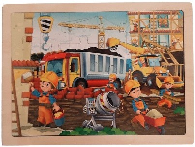 Puzzle - Puzzle lemn,santier si betoniera,multicolor, 24 piese,+3 ani