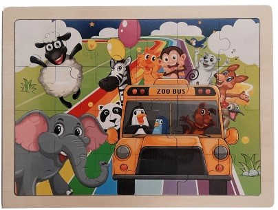 Puzzle - Puzzle lemn zoo bus,24 piese,+3 ani