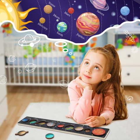 Puzzle lemn relief sistem solar, 390x70 mm [3]