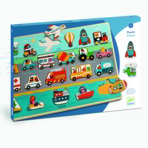 Puzzle copii - Puzzle lemn Vroom-vroom, Djeco