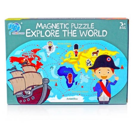 Puzzle - Puzzle educativ magnetic Harta Lumii-Sa exploram lumea inconjuratoare