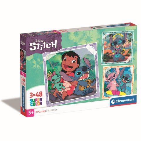 Puzzle copii - PUZZLE SUPER COLOR DISNEY 3X48 STITCH CLEMENTONI