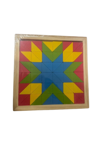Puzzle Tangram din lemn, piese colorate,23x23x1 cm [1]