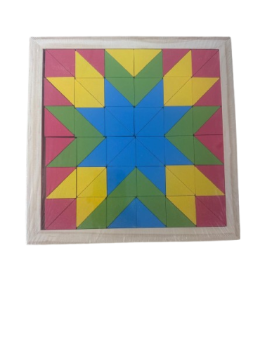 Puzzle Tangram din lemn, piese colorate,23x23x1 cm [0]