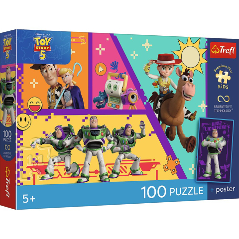 Puzzle personaje - PUZZLE TREFL 100 DISNEY PIXAR TOY STORY 5 JUCARII IN ACTIUNE CU POSTER INCLUS