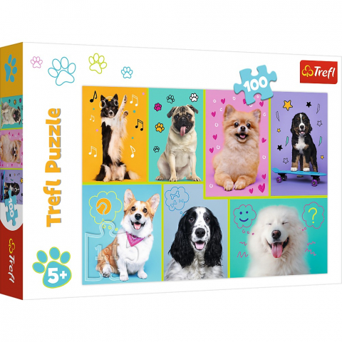 Puzzle - Puzzle Trefl 100, În Lumea Cățeilor