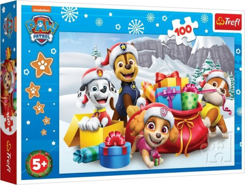 Jocuri si articole copii - PUZZLE TREFL 100 PIESE PATRULA CATELUSILOR CRACIUNUL ALATURI DE PATRULA