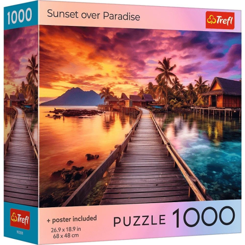 Puzzle - PUZZLE TREFL 1000 COLECTIA SUA APUS DE SOARE PESTE PARADIS POSTER INCLUS