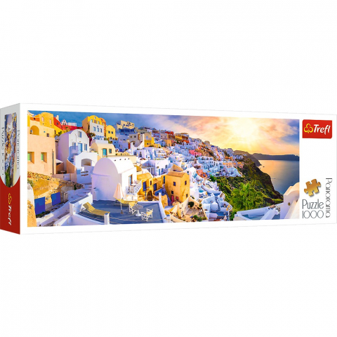 Puzzle Trefl adulti - Puzzle Trefl 1000 Panorama Apus In Santorini