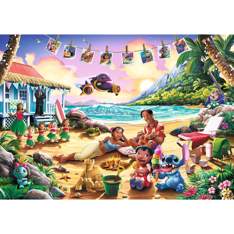 PUZZLE TREFL 1000 PREMIUM PLUS DISNEY LILO SI STITCH PETRECERE PE PLAJA [1]