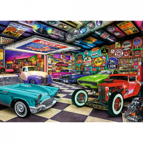 PUZZLE TREFL 1000 PREMIUM PLUS TEA TIME GARAJUL COLECTIONARULUI DE MASINI [1]
