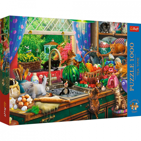 Puzzle copii - PUZZLE TREFL 1000 PREMIUM PLUS TEA TIME PISICI NAZDRAVANE