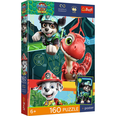 Puzzle personaje - PUZZLE TREFL 160 PREMIUM PLUS KIDS PATRULA CATELUSILOR AVENTURA CU DINOZAURI PLUS POSTER