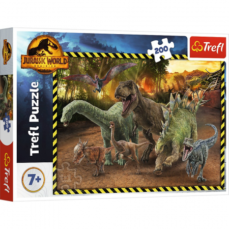 Puzzle personaje - Puzzle Trefl 200 Jurassic World în Parcul Jurassic