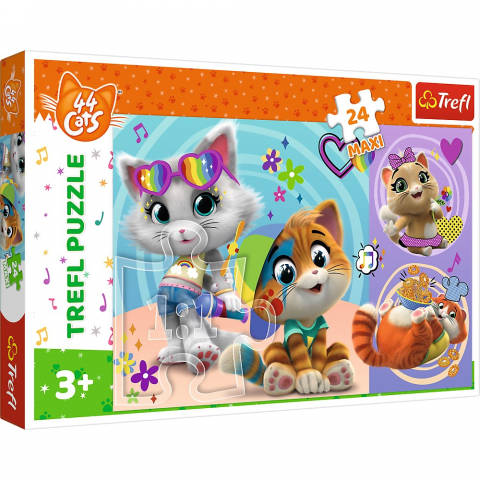 Puzzle copii - Puzzle Trefl 24 Maxi, 44 de Pisici - Pisicile Fericite