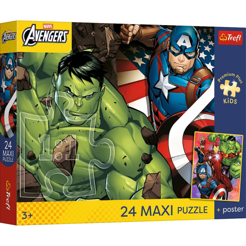 Puzzle personaje - PUZZLE TREFL 24 MAXI PREMIUM PLUS KIDS RAZBUNATORII EROII VISELOR CU POSTER