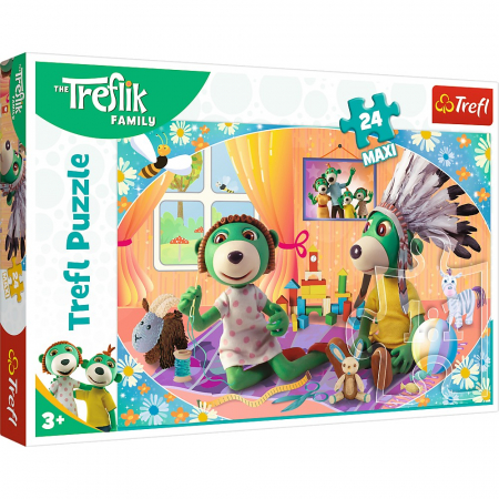 Jocuri si articole copii - Puzzle Trefl 24 Maxi Treflik Familia Fericită 