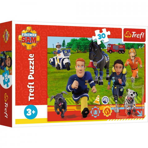 Jocuri si articole copii - Puzzle Trefl 30 Pompierul Sam, Gata de Salvare