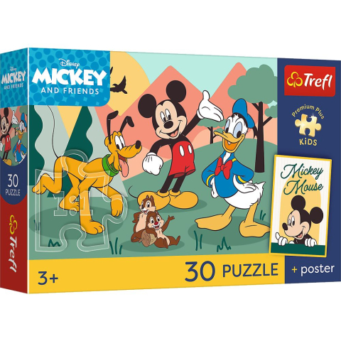 Puzzle - PUZZLE TREFL 30 PREMIUM PLUS KIDS MICKEY SI PRIETENII MOMENTE DE BASM PLUS POSTER