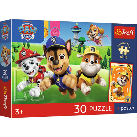 Puzzle - PUZZLE TREFL 30 PREMIUM PLUS KIDS PATRULA CATELUSILOR CATEI PE DRUM PLUS POSTER