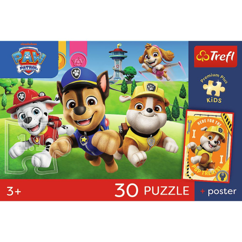 PUZZLE TREFL 30 PREMIUM PLUS KIDS PATRULA CATELUSILOR CATEI PE DRUM PLUS POSTER [3]