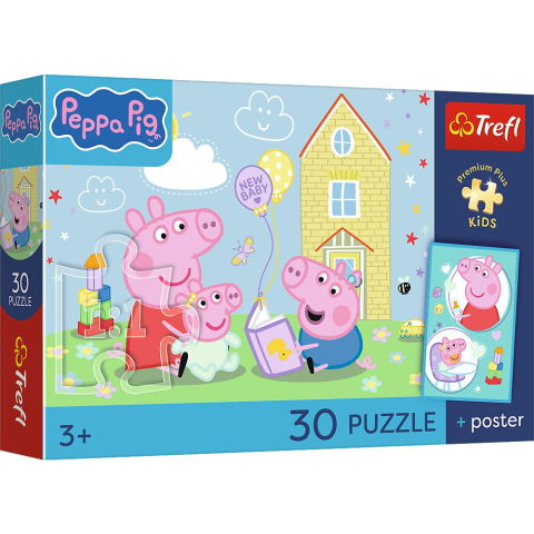 Puzzle personaje - PUZZLE TREFL 30 PREMIUM PLUS KIDS PEPPA PIG ARE UN PLAN PLUS POSTER