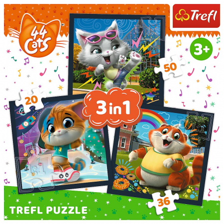 Puzzle Trefl 3in1 44 Cats Pisicile Drăgălașe  [4]