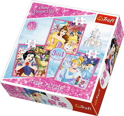 Jocuri si articole copii - Puzzle Trefl 3in1 Lumea Minunată a Printeselor 