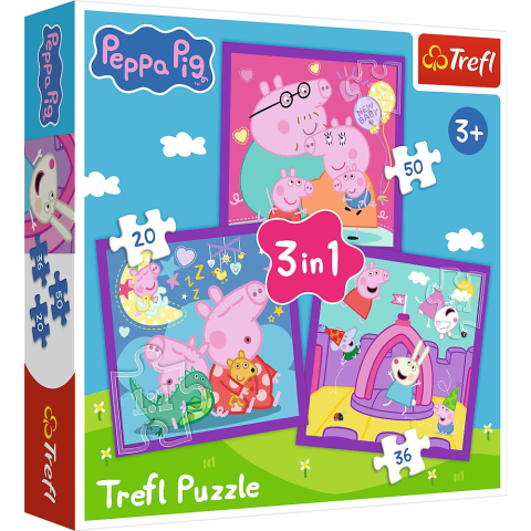 Jocuri si articole copii - PUZZLE TREFL 3IN1 OBICEIURILE LUI PEPPA  PIG