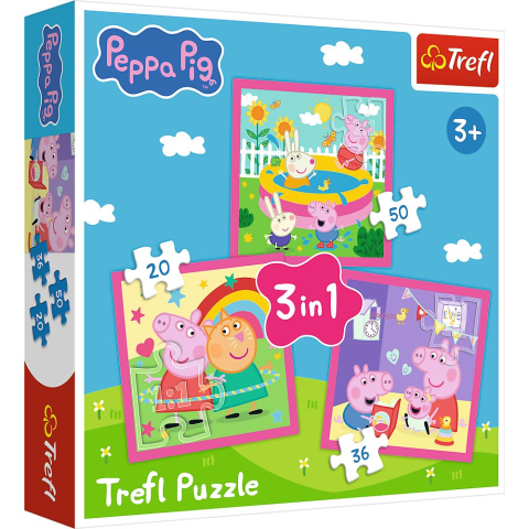 Jocuri si articole copii - PUZZLE TREFL 3IN1 PEPPA PIG SI PRIETENII