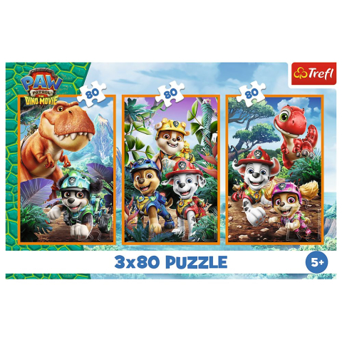 PUZZLE TREFL 3X80 PATRULA CATELUSILOR EROII DINOZAURILOR [4]
