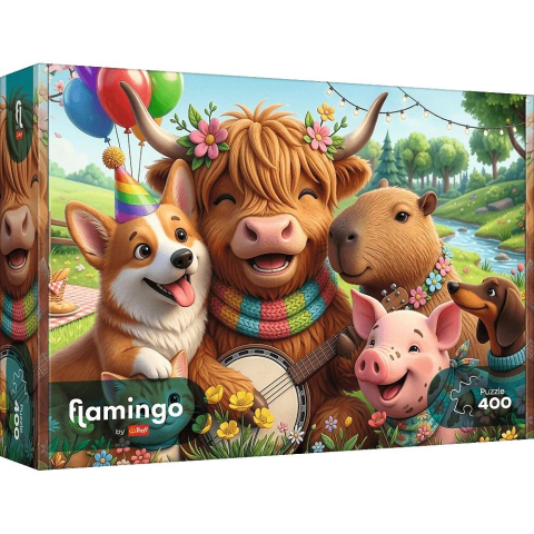 Puzzle personaje - PUZZLE TREFL 400 FLAMINGO ECHIPA ZI DE NASTERE