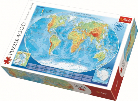 Puzzle Trefl adulti - Puzzle Trefl 4000 Harta Fizică a Lumii 