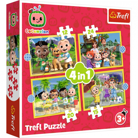Puzzle copii 3-6 ani - Puzzle Trefl 4 în 1, Cocomelon - Prezentarea Familiei