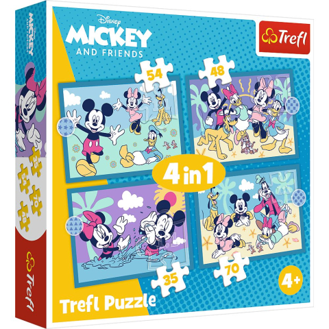 Puzzle personaje - PUZZLE TREFL 4IN1 CURIOZITATI DESPRE MICKEY MOUSE