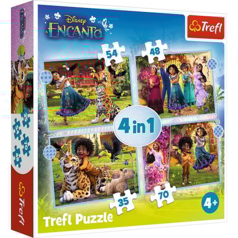 Jocuri si articole copii - Puzzle Trefl 4 în 1, Encanto - Lumea Magică