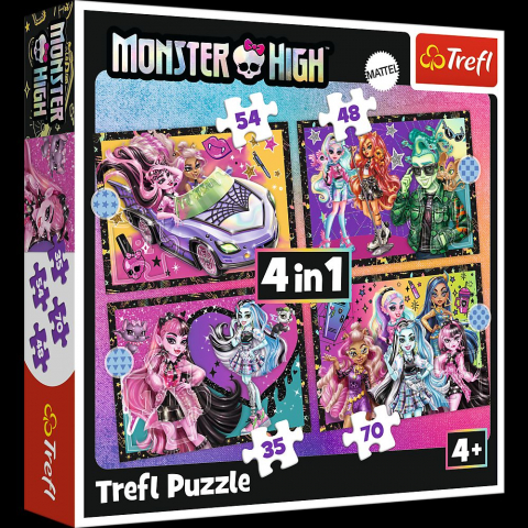 Puzzle copii - PUZZLE TREFL 4IN1 MONSTER HIGH O ZI ELECTRIZANTA