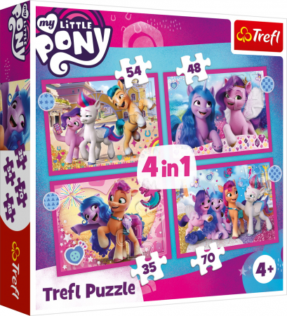 Jocuri si articole copii - Puzzle Trefl 4 în 1 My Little Pony - Poneii Colorați 