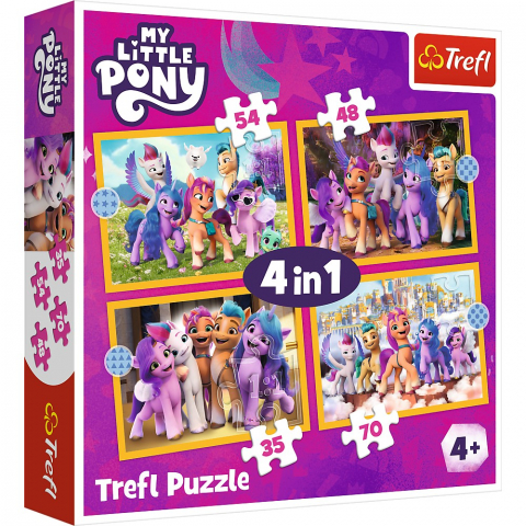 Jocuri si articole copii - Puzzle Trefl 4 în 1 - My Little Pony: Să Cunoaștem Poneii