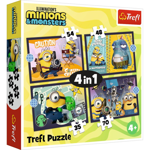 Puzzle personaje - PUZZLE TREFL 4IN1 NOILE AVENTURI ALE MINIONILOR