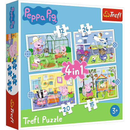 Jocuri si articole copii - Puzzle Trefl 4 în 1 Peppa Pig 