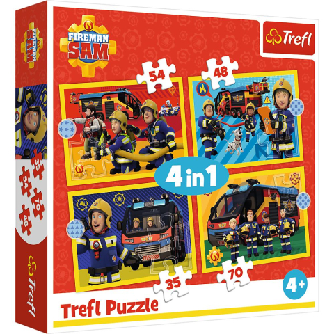 Puzzle personaje - PUZZLE TREFL 4IN1 POMPIER CU SIRENA
