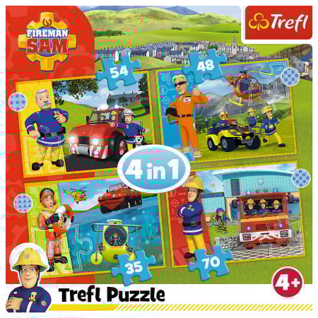Puzzle Trefl 4 în 1 Pompierul Sam - Curajosul Sam  [5]