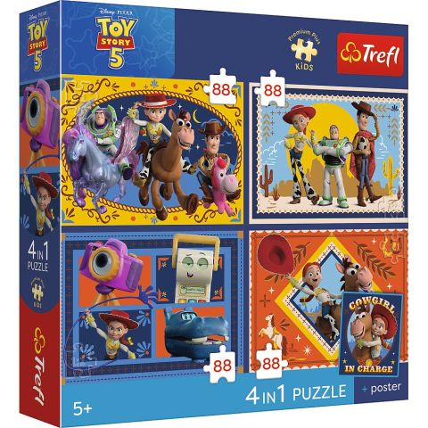 Puzzle personaje - PUZZLE TREFL 4IN1 PREMIUM PLUS KIDS TOY STORY 5 POSTER INCLUS