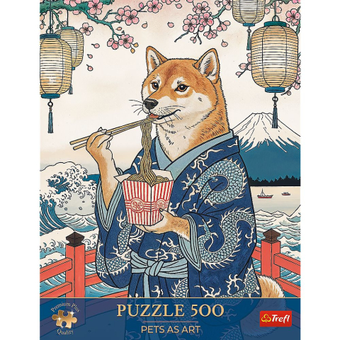 PUZZLE TREFL 500 PREMIUM PLUS PETS AS ART MEDITATIA CU PASTE A LUI SHIBA [2]