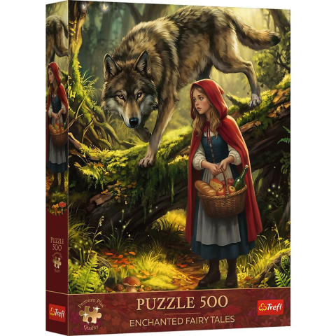 Puzzle personaje - PUZZLE TREFL 500 PREMIUM PLUS POVESTI FERMECATE SCUFITA ROSIE SI LUPUL