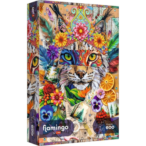 Puzzle personaje - PUZZLE TREFL 600 FLAMINGO COLAJ DE INSPIRATIE