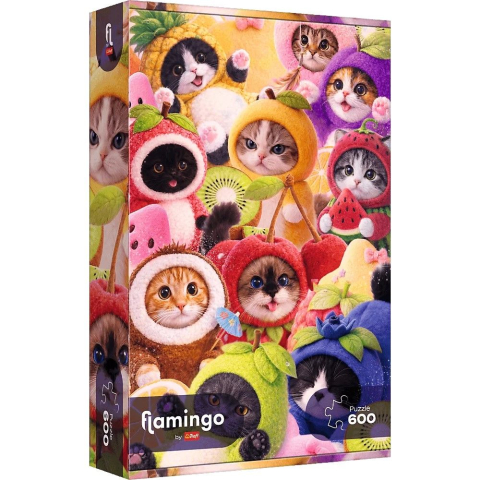 Puzzle personaje - PUZZLE TREFL 600 FLAMINGO PISICUTE FRUCTATE