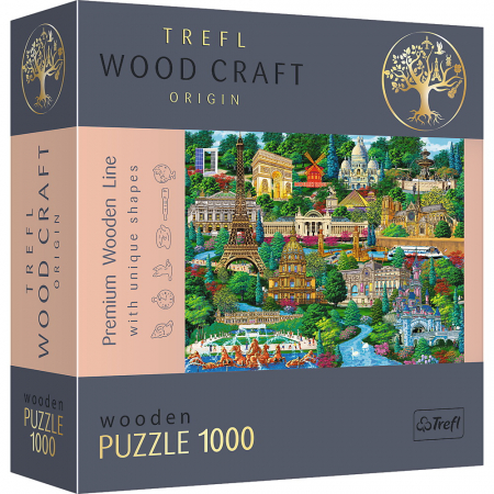 Puzzle copii - Puzzle Trefl din Lemn 1000 Piese Obiective Turistice Faimoase din Franța