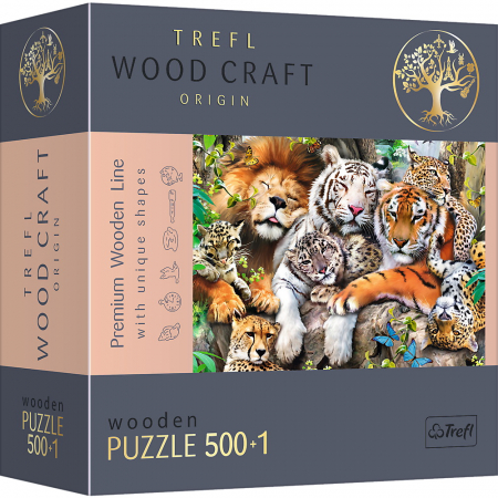 Jocuri si articole copii - Puzzle Trefl din Lemn 500+1 Piese - Felinele din Junglă